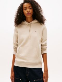 Flag Embroidery Fleece Drawstring Hoody — Beige 1