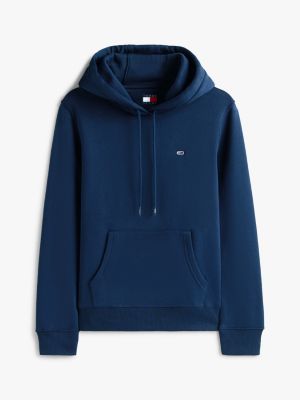 blau fleece-hoodie mit aufgestickter flag für damen - tommy jeans