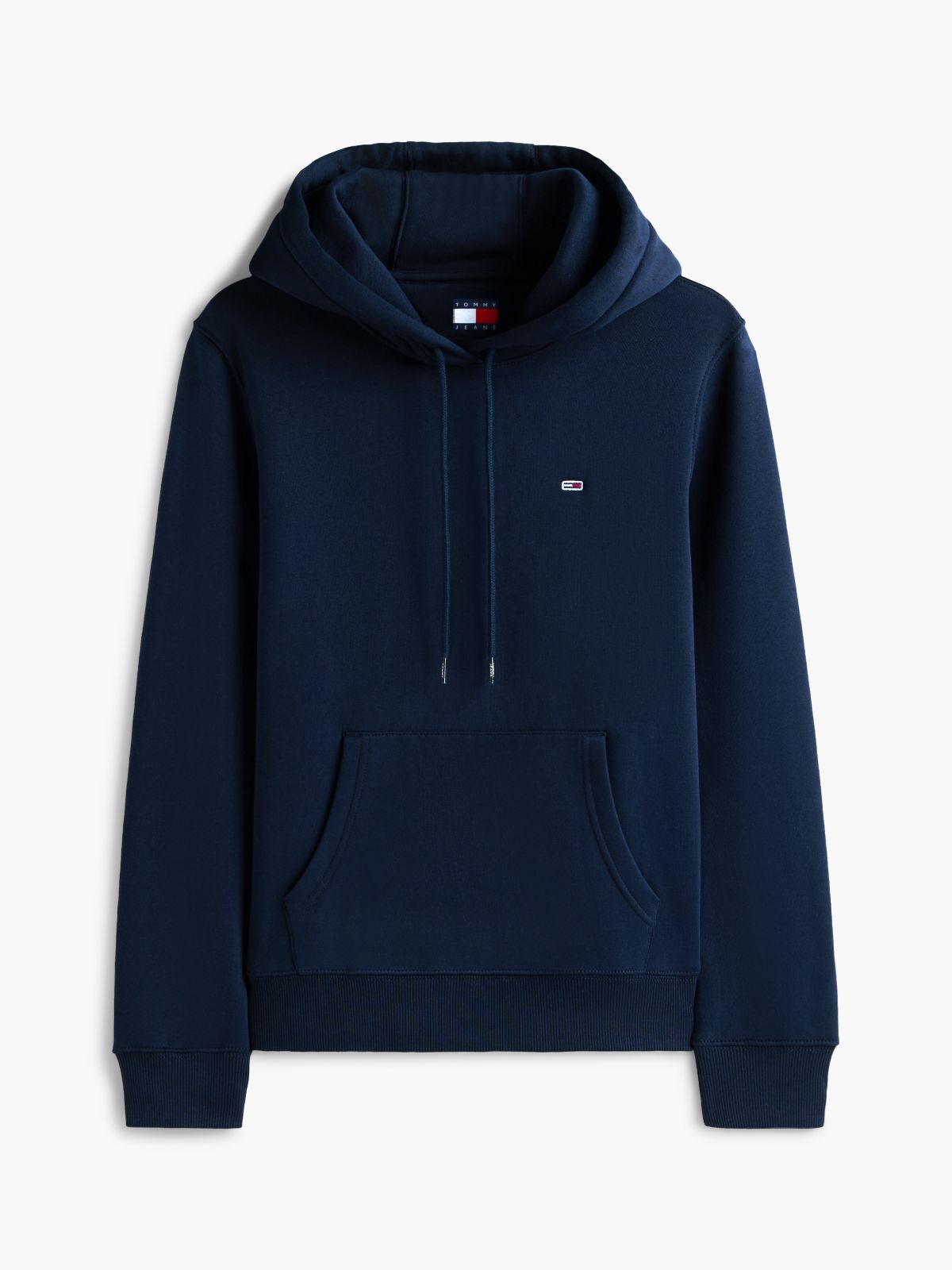 Flag Embroidery Fleece Drawstring Hoody — Blue