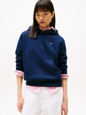 sweat à capuche à écusson drapeau blue pour femmes tommy jeans