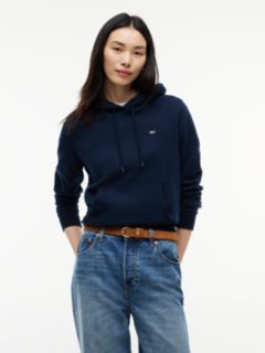 Flag Embroidery Fleece Drawstring Hoody — Blue 1