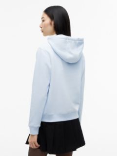 Flag Embroidery Fleece Drawstring Hoody — Blue 4