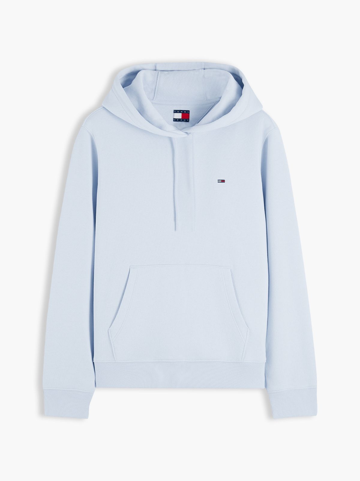 Flag Embroidery Fleece Drawstring Hoody — Blue