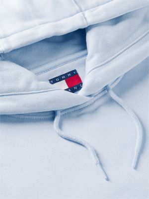 blue flag embroidery fleece drawstring hoody for women tommy jeans