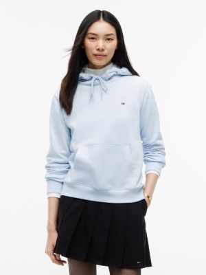 blue brushed fleece drawstring hoody for women tommy jeans