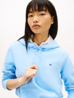 Flag Embroidery Fleece Drawstring Hoody — Blue 2
