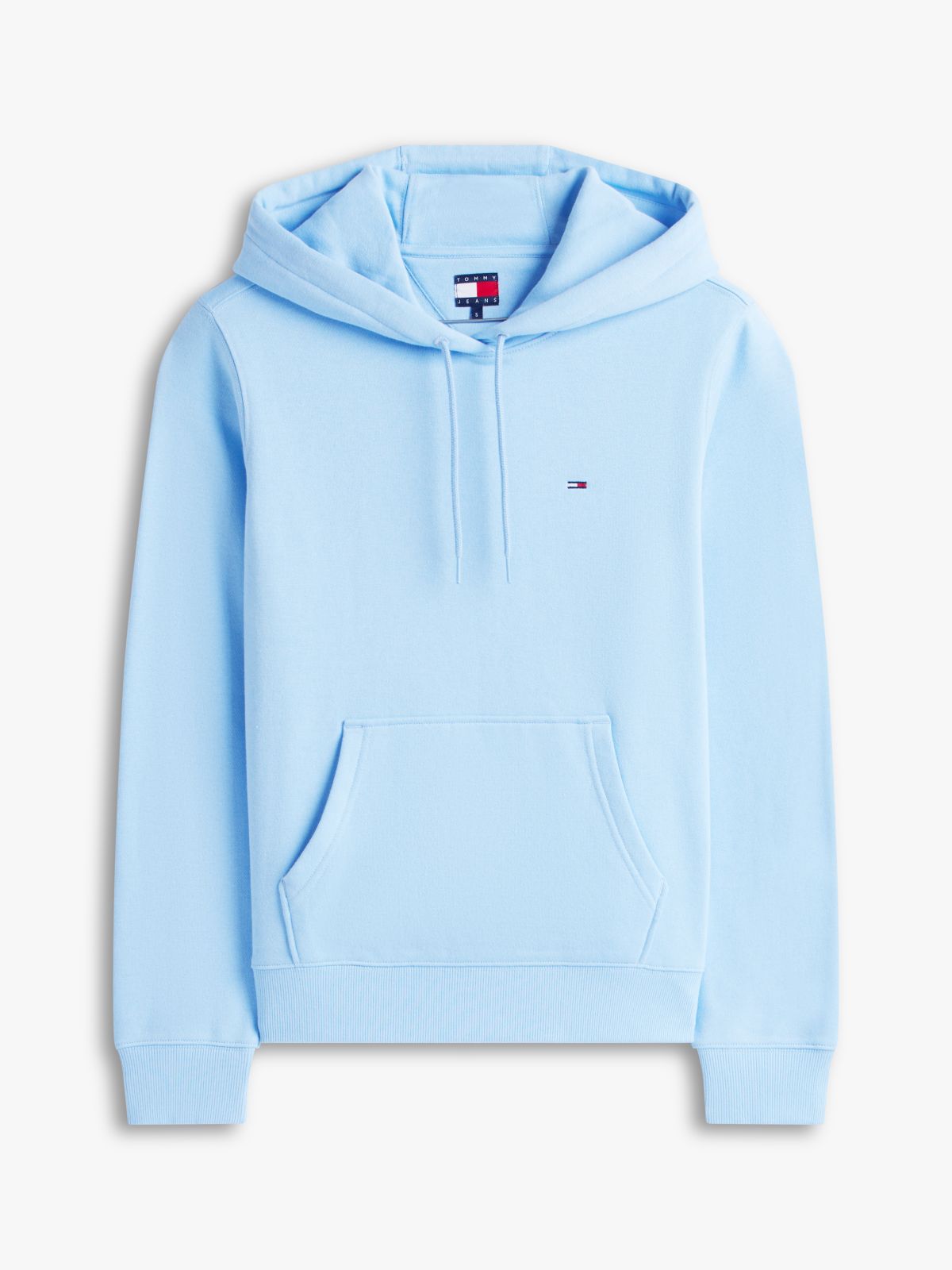Flag Embroidery Fleece Drawstring Hoody — Blue