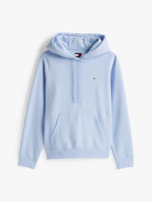 blau hoodie mit flag-patch und tunnelzug für damen - tommy jeans