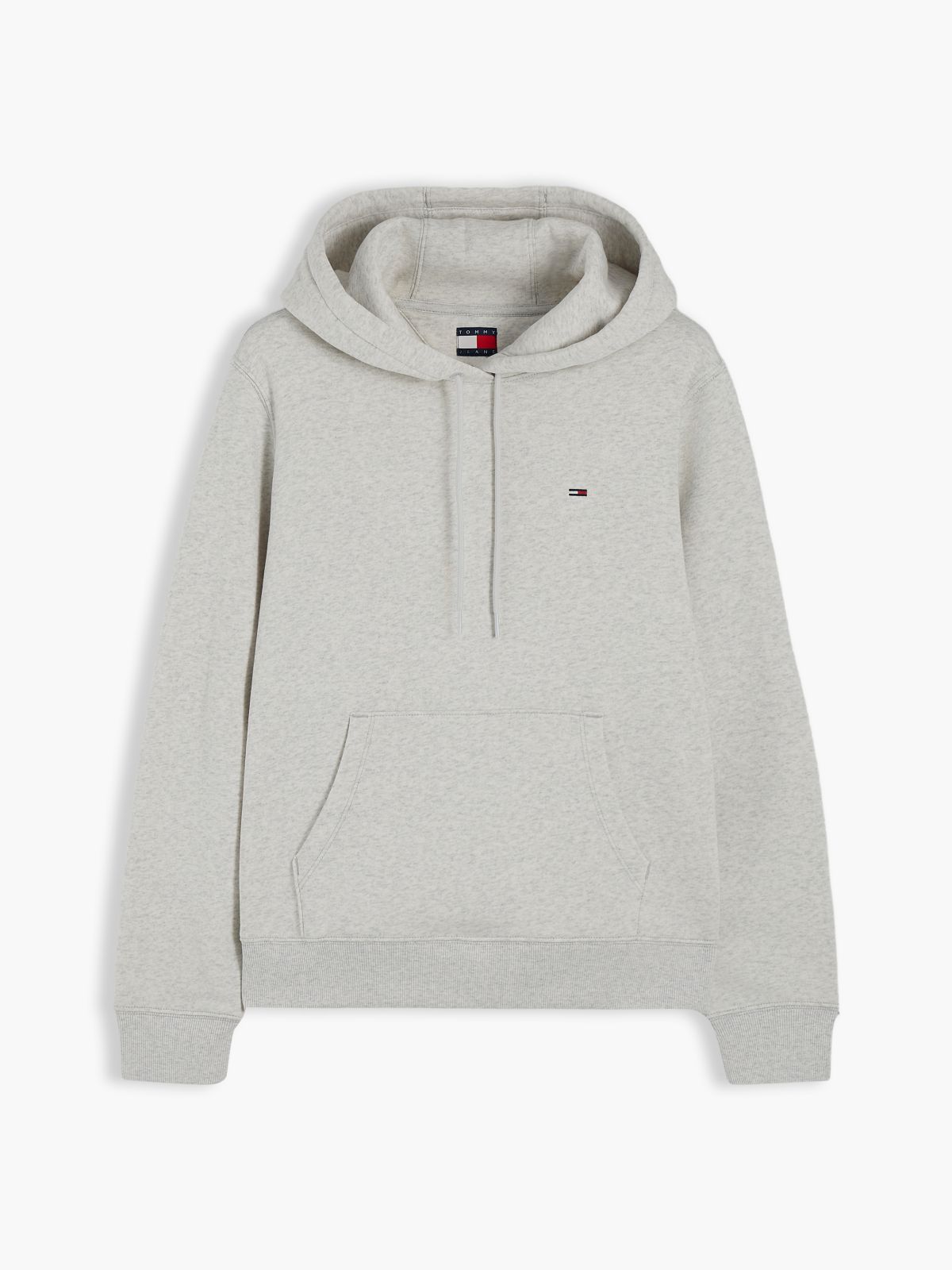 Flag Embroidery Fleece Drawstring Hoody — Grey
