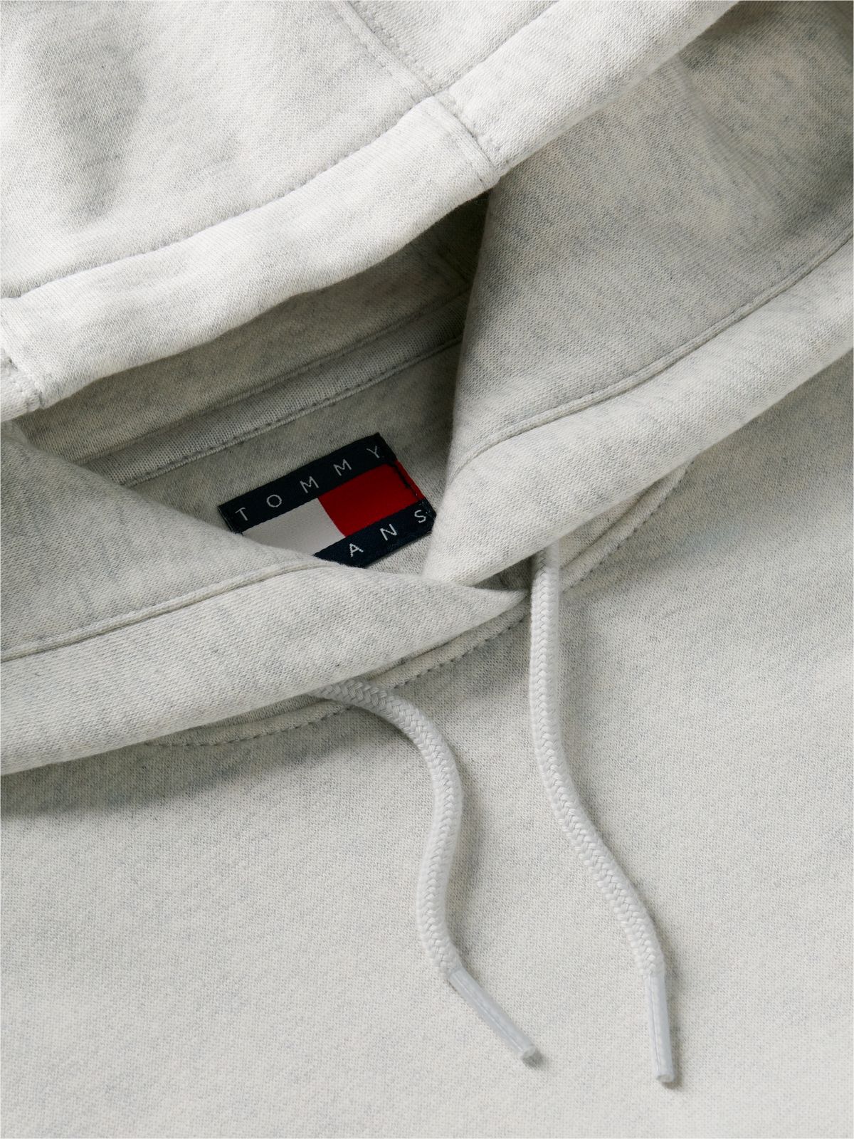 Flag Embroidery Fleece Drawstring Hoody — Grey