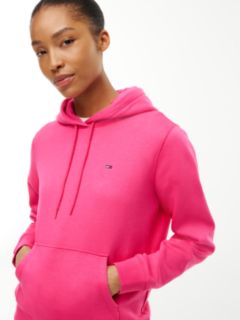Flag Embroidery Fleece Drawstring Hoody — Pink 3