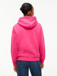 Flag Embroidery Fleece Drawstring Hoody — Pink 4