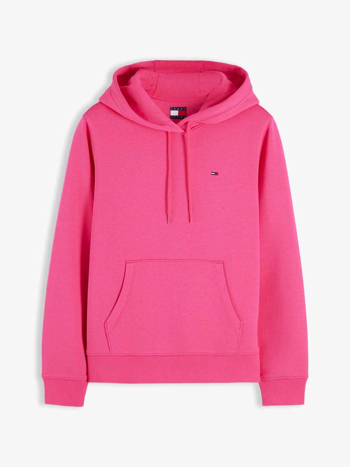 Flag Embroidery Fleece Drawstring Hoody — Pink