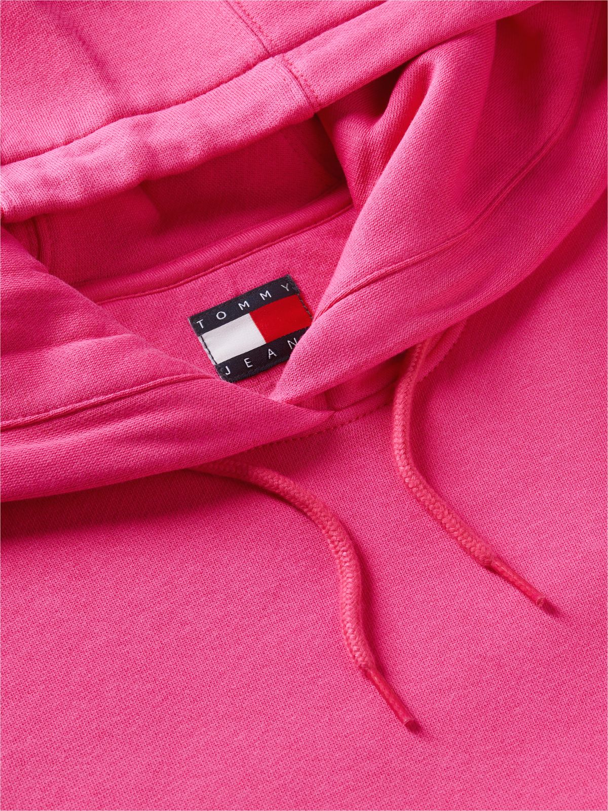 Flag Embroidery Fleece Drawstring Hoody — Pink