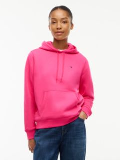 Flag Embroidery Fleece Drawstring Hoody — Pink 1