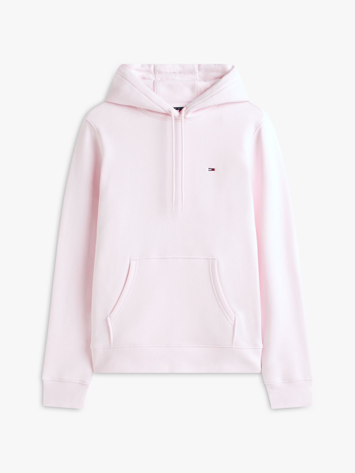 Flag Embroidery Fleece Drawstring Hoody — Pink