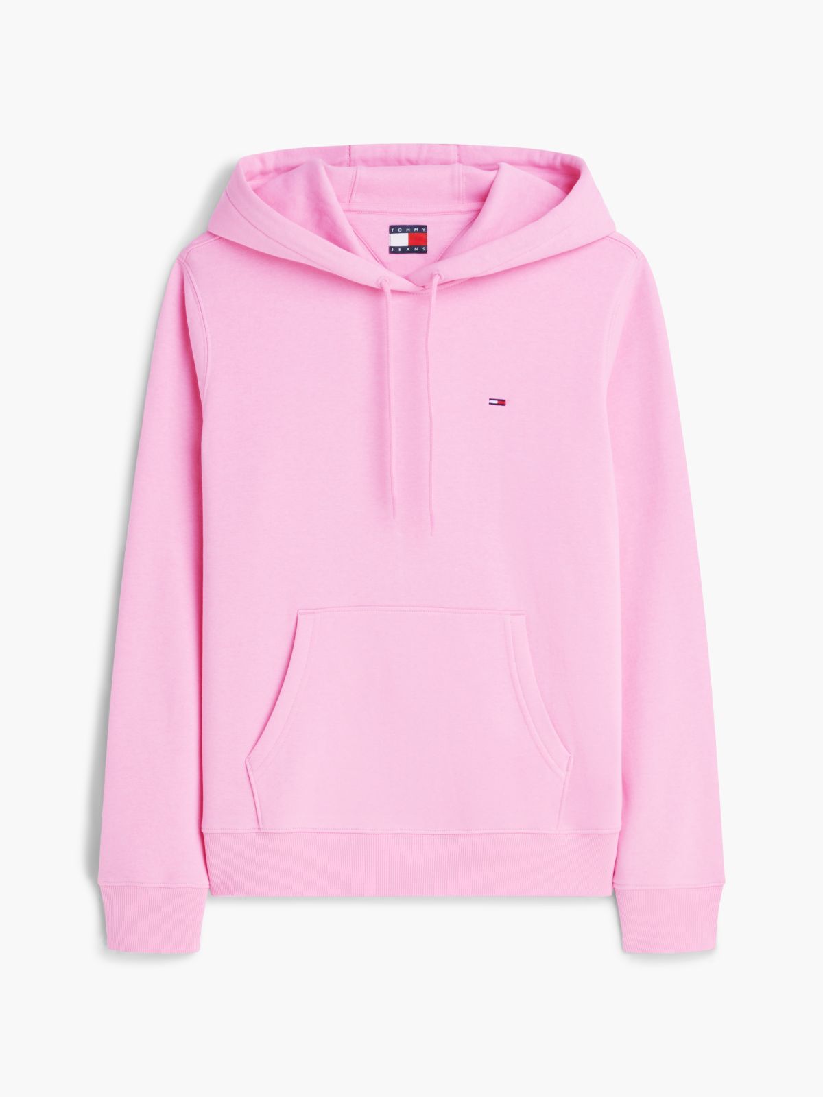 Flag Embroidery Fleece Drawstring Hoody — Pink