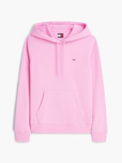 Flag Embroidery Fleece Drawstring Hoody — Pink 5