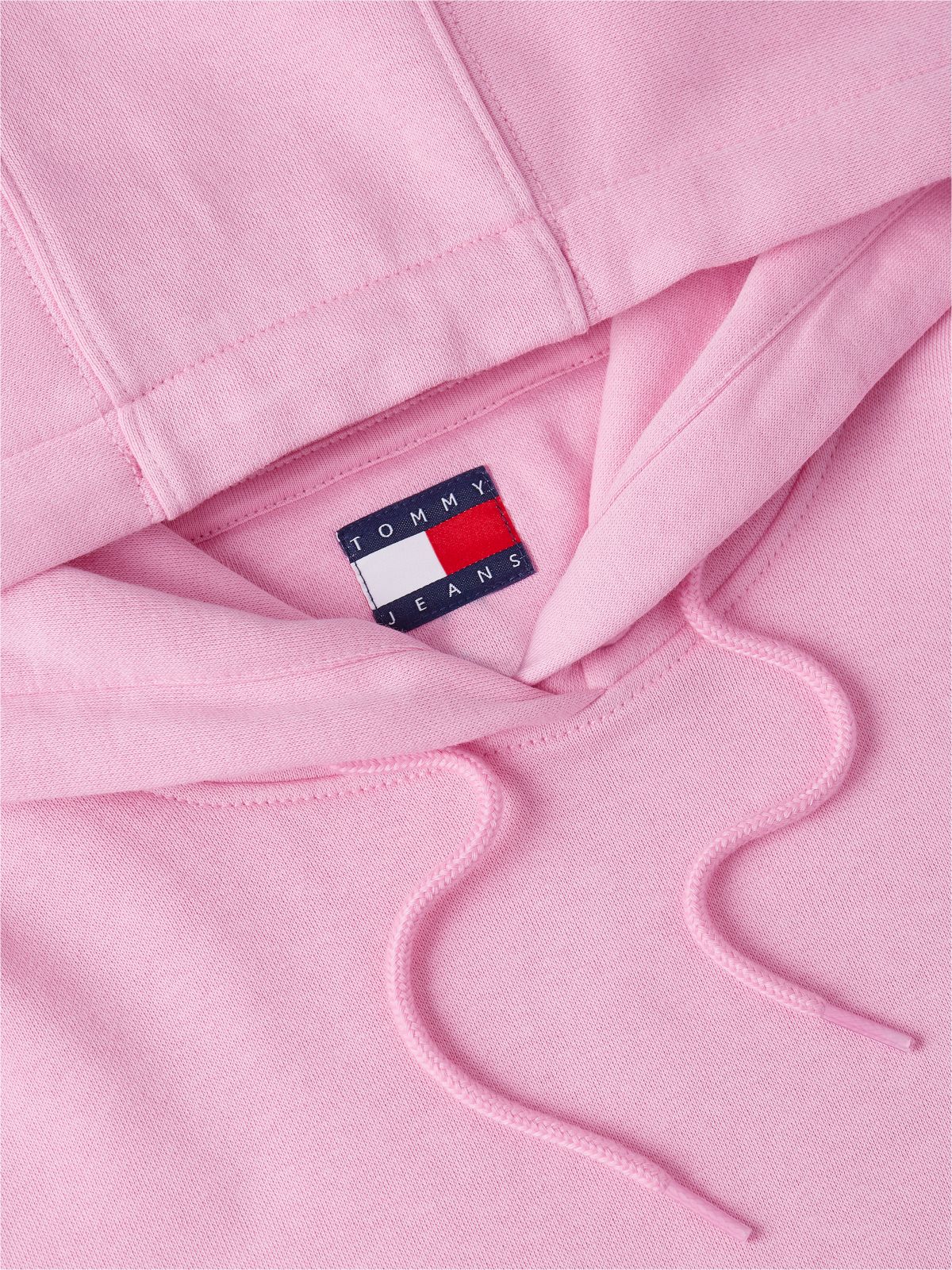 Flag Embroidery Fleece Drawstring Hoody — Pink