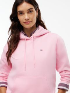 Flag Embroidery Fleece Drawstring Hoody — Pink 3