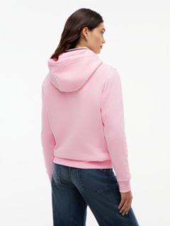 Flag Embroidery Fleece Drawstring Hoody — Pink 4