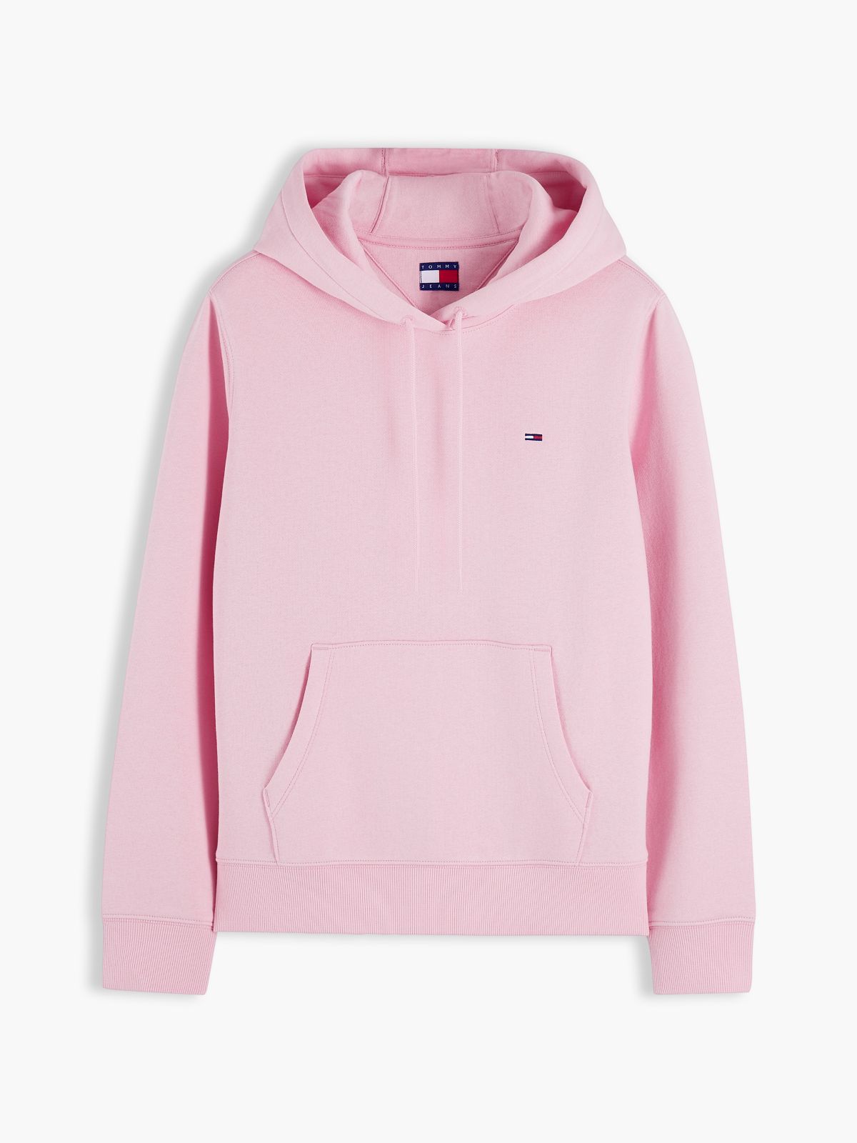 Flag Embroidery Fleece Drawstring Hoody — Pink