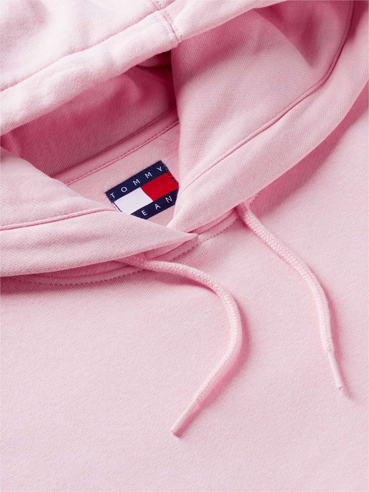 Flag Embroidery Fleece Drawstring Hoody — Pink