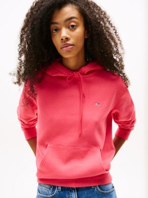 różowy bluza z kapturem z troczkami i flagą dla kobiety - tommy jeans