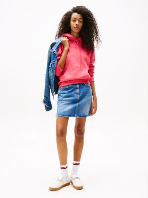 pink flag patch hoody for women tommy jeans