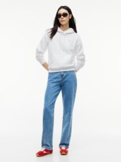 Flag Embroidery Fleece Drawstring Hoody — White 2