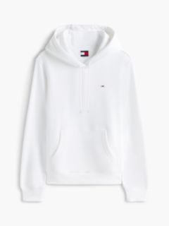 Flag Embroidery Fleece Drawstring Hoody — White 6