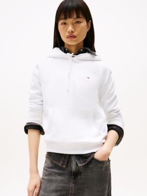 white hoodie met vlagpatch voor dames - tommy jeans