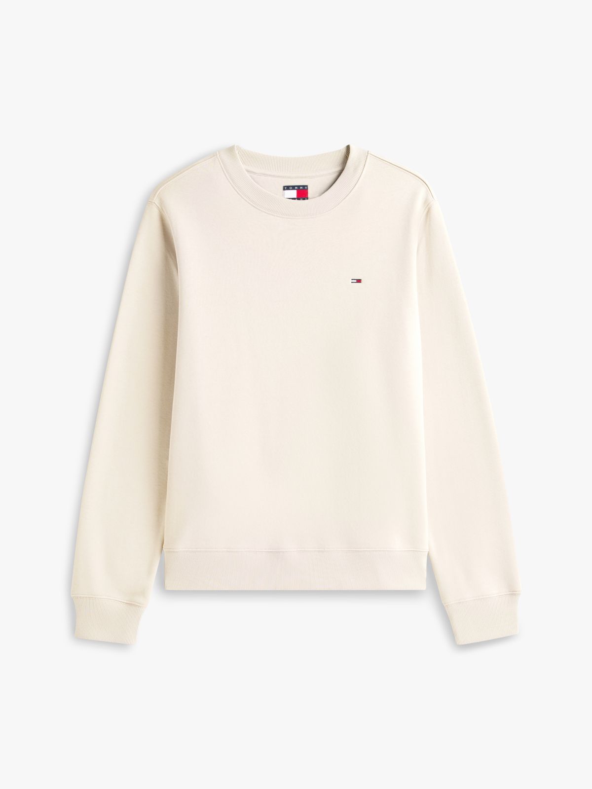Flag Embroidery Brushed Fleece Sweatshirt — Beige