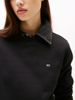 felpa con patch bandierina nero da donne tommy jeans