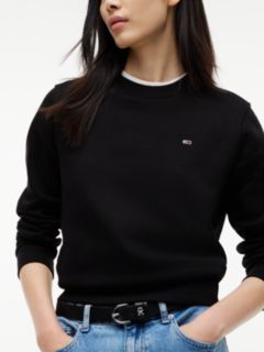 Flag Embroidery Brushed Fleece Sweatshirt — Black 3