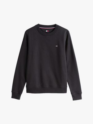 Flag Patch Crew Neck Sweatshirt Black Tommy Hilfiger