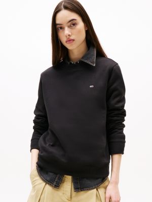 black regular fit sweatshirt met vlagpatch voor dames - tommy jeans