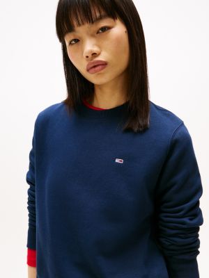 blue flag patch crew neck sweatshirt for women tommy jeans