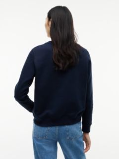 Flag Embroidery Brushed Fleece Sweatshirt — Blue 4