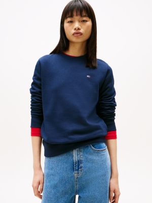 sweat coupe standard à écusson drapeau blue pour femmes tommy jeans