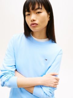 Flag Embroidery Brushed Fleece Sweatshirt — Blue 2