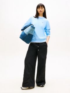 Flag Embroidery Brushed Fleece Sweatshirt — Blue 3