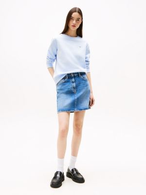 sweat à col ras-du-cou et drapeau brodé bleu pour femmes tommy jeans