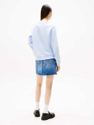sweat à col ras-du-cou et drapeau brodé bleu pour femmes tommy jeans
