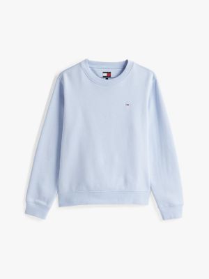 sweat à col ras-du-cou et drapeau brodé bleu pour femmes tommy jeans