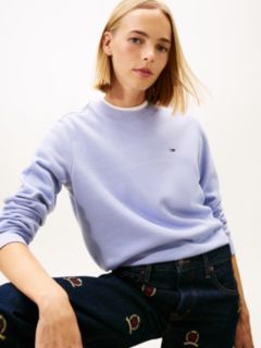 Flag Embroidery Brushed Fleece Sweatshirt — Blue 2