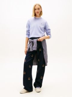 Flag Embroidery Brushed Fleece Sweatshirt — Blue 3