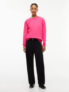 Flag Embroidery Brushed Fleece Sweatshirt — Pink 2