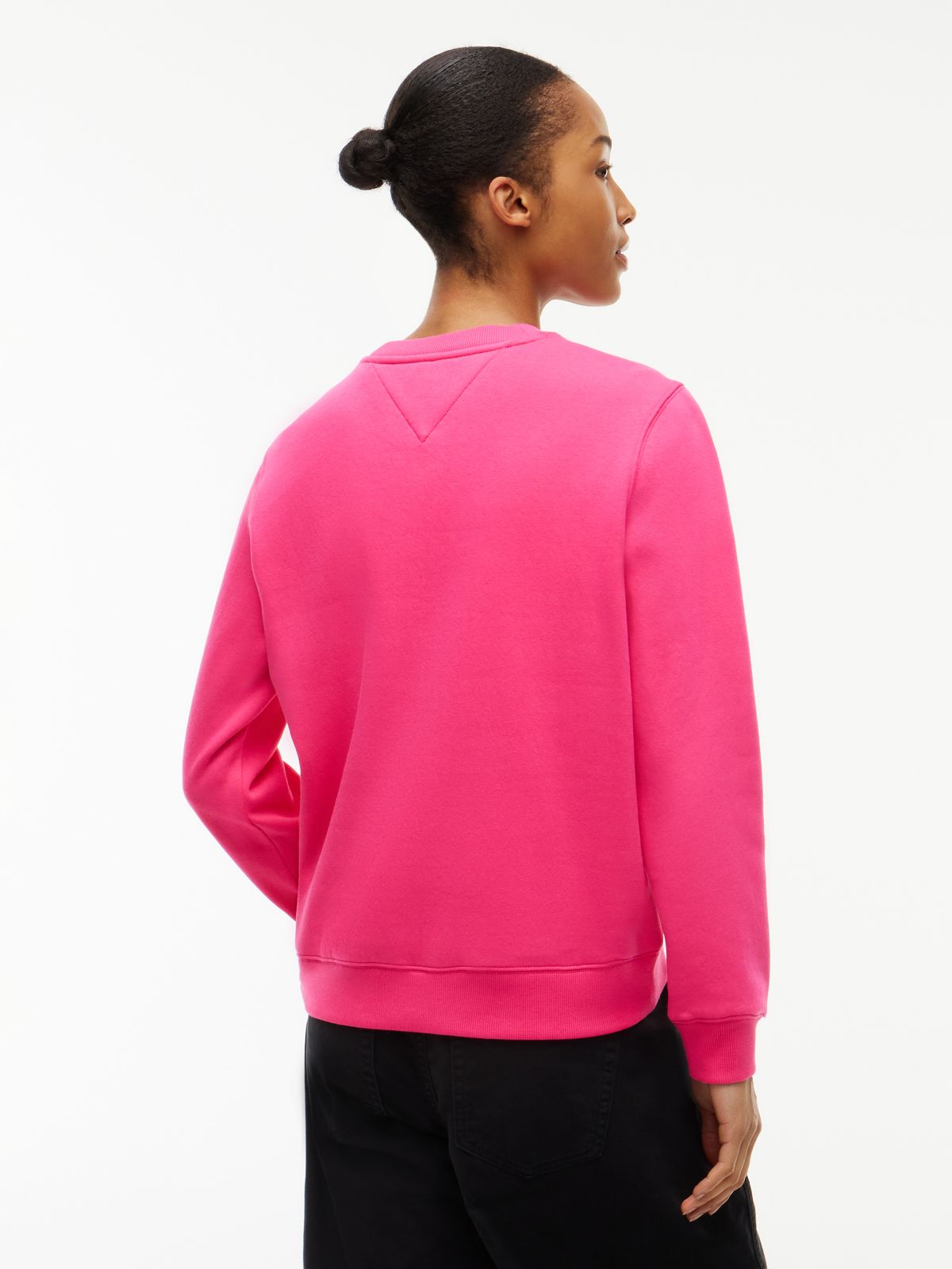 Flag Embroidery Brushed Fleece Sweatshirt — Pink
