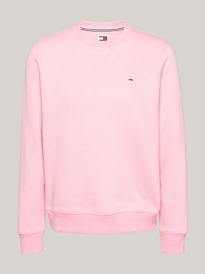 sweat à col ras-du-cou et écusson drapeau rose pour femmes tommy jeans